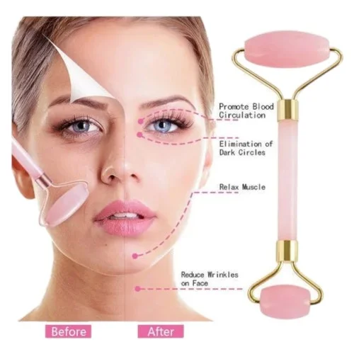 Pink Quartz Roller Γλυπτικής Προσώπου από Ροζ Χαλαζία