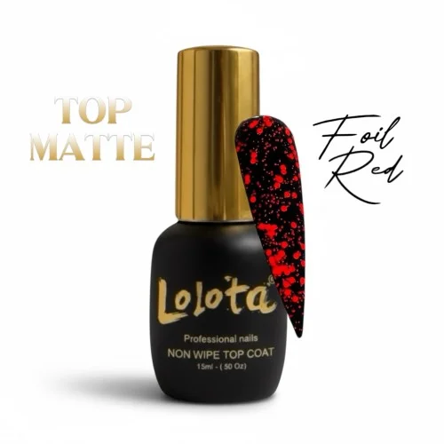 Top Coat Non Wipe Red Foil Matte Satine 15ml Lolota