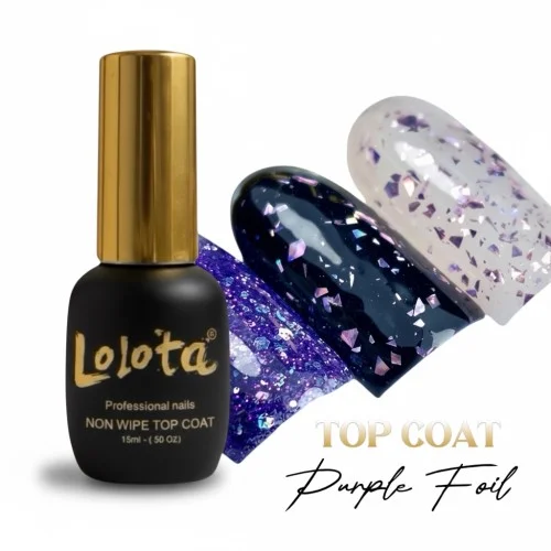 Top Coat Non Wipe Purple Foil 15ml Lolota