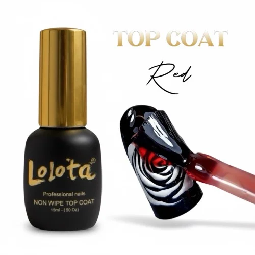 Top Coat Non Wipe Red 15ml Lolota