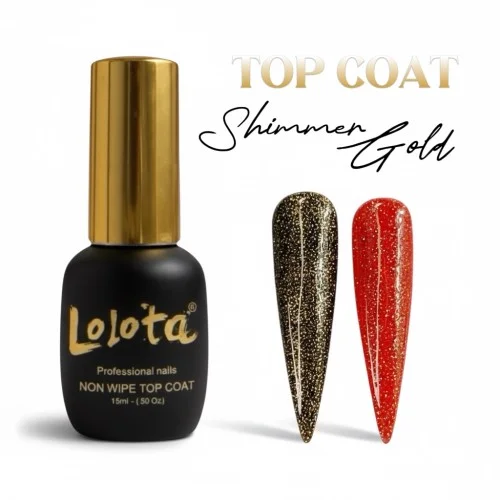 Top Coat Shimmer Gold 15ml Lolota
