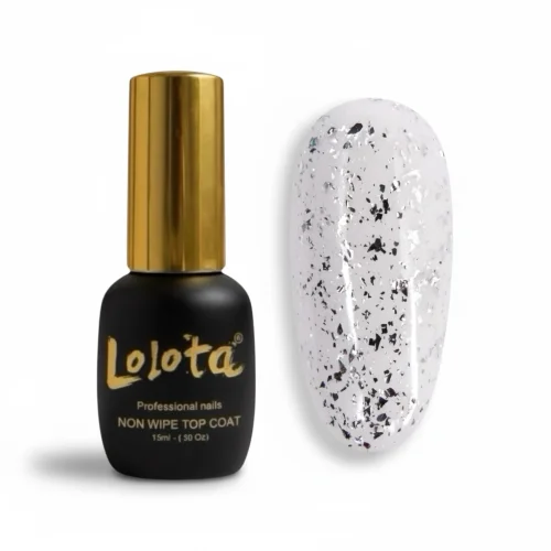Top Coat Non Wipe Silver Foil 15ml Lolota