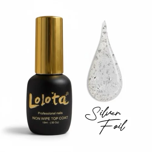 Top Coat Non Wipe Silver Foil 15ml Lolota