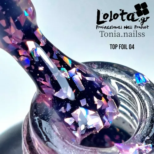 Top Coat Non Wipe Purple Foil 15ml Lolota