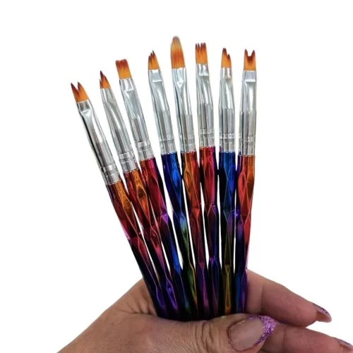 Σετ 8 Πινέλων Nail Art Ombre Flower Rainbow