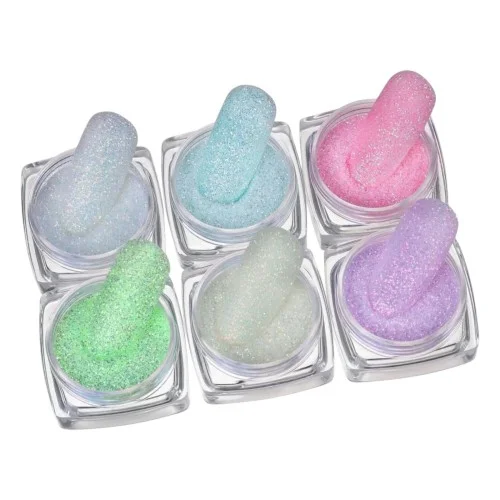 Σκόνες Νυχιών Glitter Φωσφοριζέ sugar Σετ 6 τεμάχια