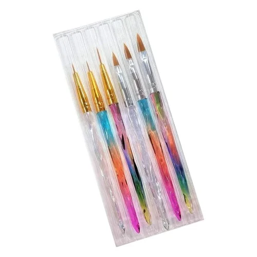 Σετ 6 Πινέλα Ακρυλικού και Nail Art Rainbow Crystal