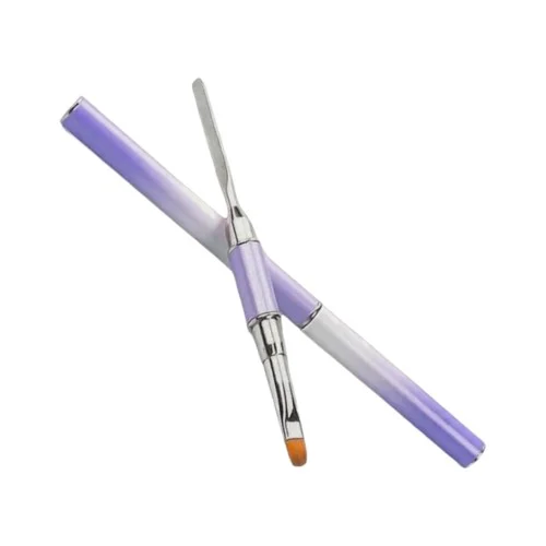 Πινέλο Acrygel Διπλό με σπάτουλα Μωβ