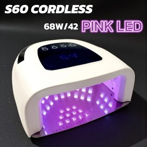 Επαναφορτιζόμενη Λάμπα Νυχιών S60 Cordless 68W με ροζ led