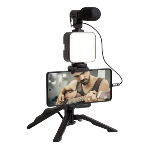 Tripod Phone Holder Fill Light Microphone Kit Vlog Live Streaming – Q-ZJ09