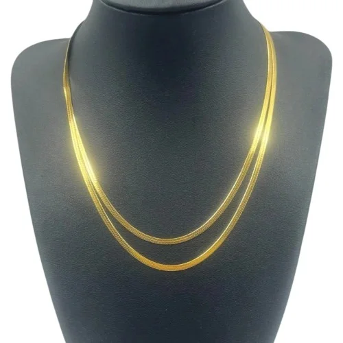 Διπλή Αλυσίδα Κολιέ Ατσάλι Gold 