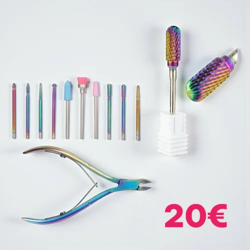 Φρέζες Rainbow Combi Manicure σε Κασετίνα με Φρέζα Αφαίρεσης Βαρελάκι και Πενσάκι Δώρο σετ 12 τεμ.