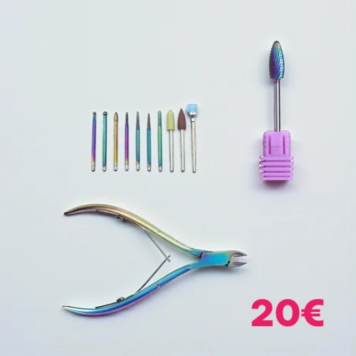 Φρέζες Rainbow για Combi Manicure σε Κασετίνα με Φρέζα Αφαίρεσης και Πενσάκι Δώρο σετ 12 τεμ.