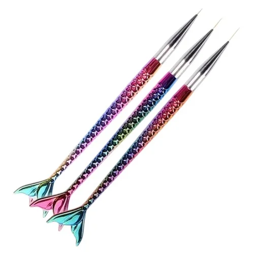 Πινέλα Νυχιών Nail Art Mermaid Rainbow Σετ 3 τεμ.