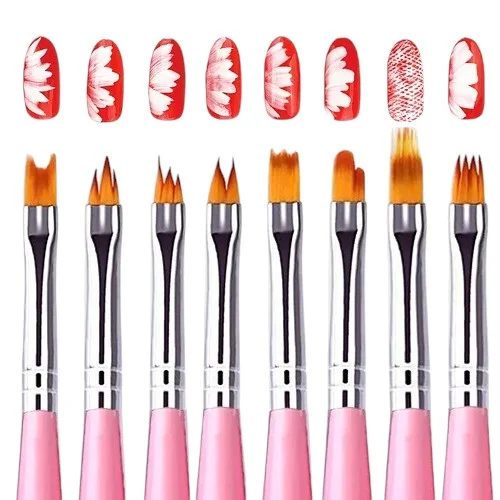 Σετ 8 Πινέλων Nail Art Ombre Flower