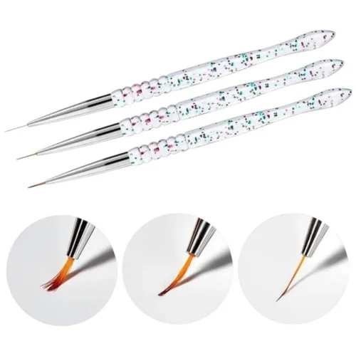 Πινέλα Nail Art σετ 3 τεμαχίων πολύ λεπτά crystal