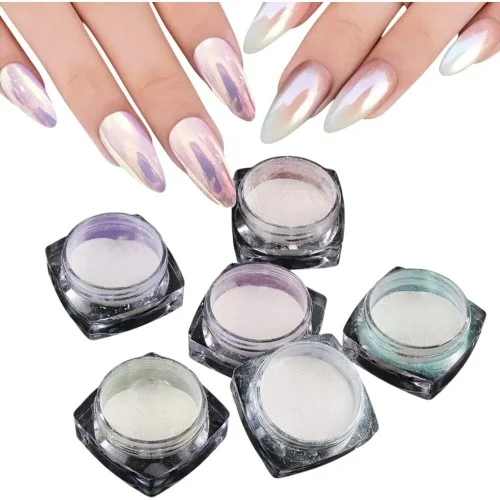 Σκόνες Νυχιών Aurora Transparent Candy Neon Colours 6 τεμάχια