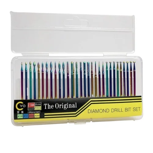 Διαμαντοφρέζες Rainbow για Τροχό Νυχιών Σετ 30 τεμαχίων σε κασετίνα Combi Manicure