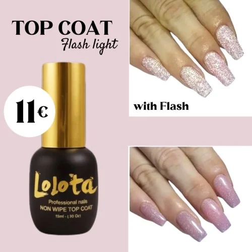 Top Coat Flash Light Non Wipe 15ml Lolota