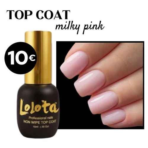 Top Coat Non Wipe MILKY PINK 15ml Lolota