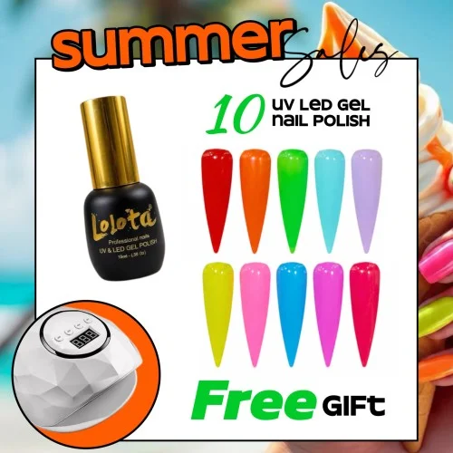 Summer Sales 10 Ημιμόνιμα Lolota 15ml και ΔΩΡΟ Λάμπα F6 Smart 86w