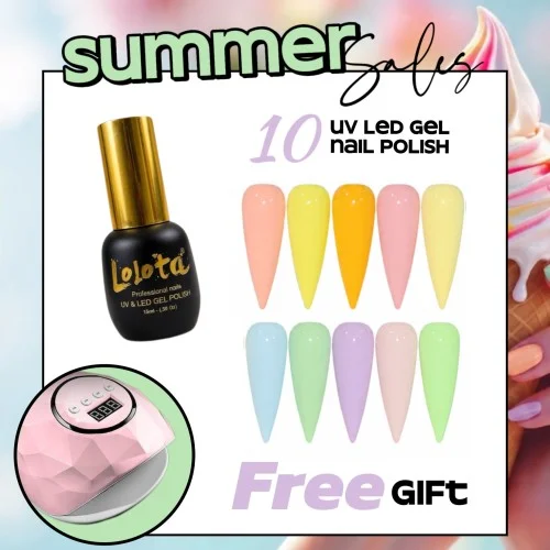 Summer Sales 10 Ημιμόνιμα Lolota 15ml και ΔΩΡΟ Λάμπα F6 Smart 86w