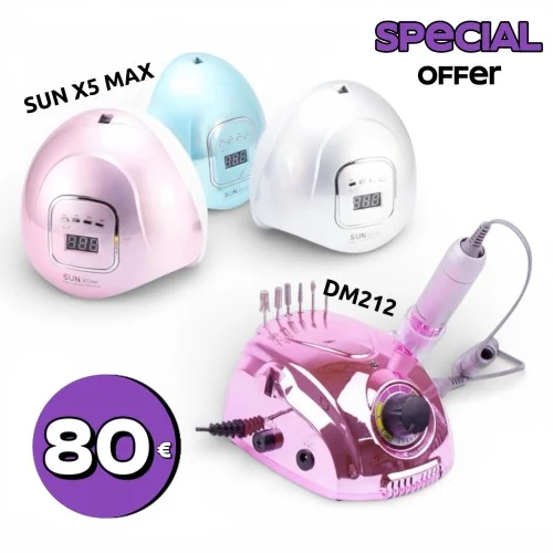 Σετ Μανικιούρ Πεντικιούρ Τροχός 65w DM212 & Λάμπα Sun X5 MAX 80watt 