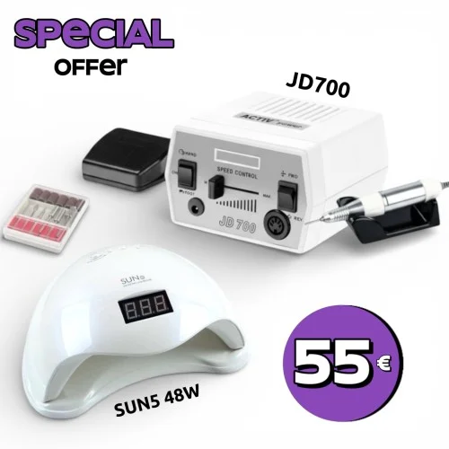 Σετ Μανικιούρ Πεντικιούρ Τροχός JD700 35w και Λάμπα 48w Sun 5