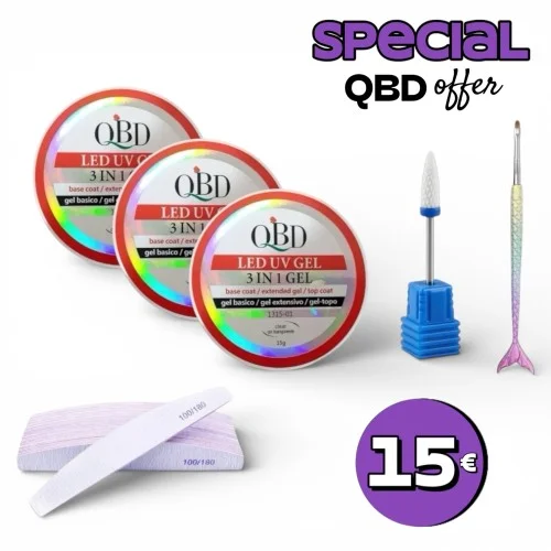 ΣΕΤ 3 Gel Νυχιών QBD Πινέλο Mermaid Φρέζα Αφαίρεσης και 10 Λίμες 