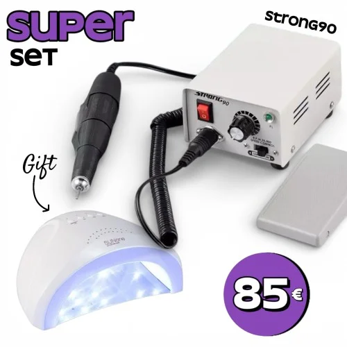 Επαγγελματικός τροχός νυχιών Strong 90 65w 35.000 χιλ στρ. ΔΩΡΟ Λάμπα Sun One