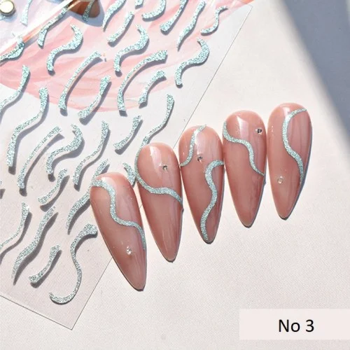 Αυτοκόλλητα Νυχιών 3D Nail Art Glitter Diamond Patch Ασημί Flash Light