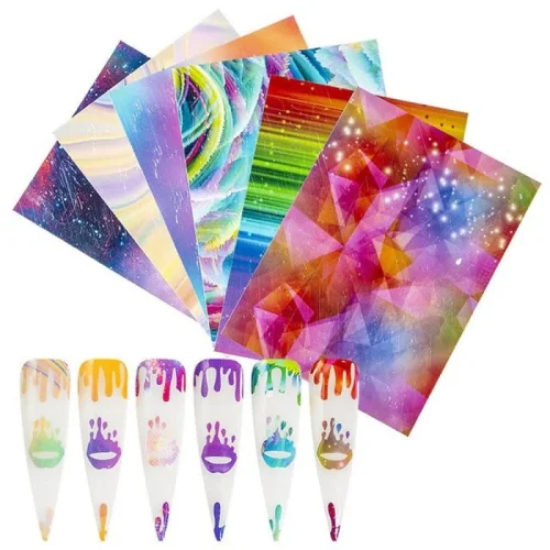 Αυτοκόλλητα Νυχιών Holo 3D Foil 16 Φύλλα Galaxy