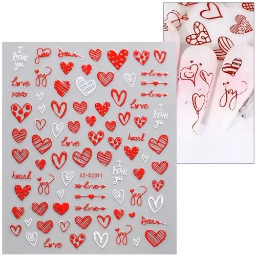 Αυτοκόλλητα Νυχιών 3D LOVE 12 καρτέλες