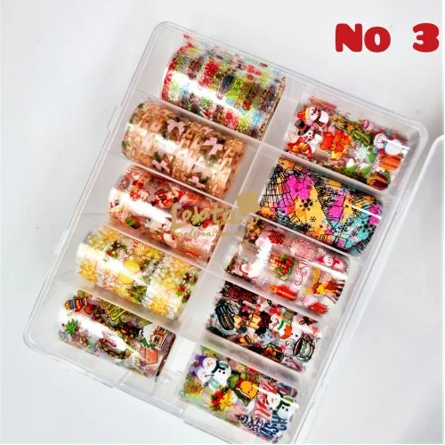 Χριστουγεννιάτικα Foil Nail Art σε Κασετίνα 10 τεμαχίων 