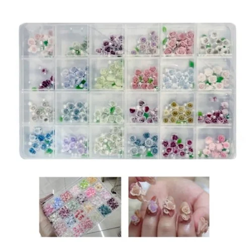 Charms Νυχιών 3D σε Κασετίνα 24 θέσεων