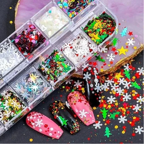 Χριστουγεννιάτικα Snowflake Christmas Nail Art Foil Flakes