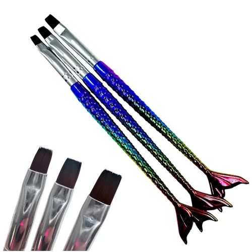 Πινέλα Νυχιών Gel Mermaid Rainbow Σετ 3 τεμ.