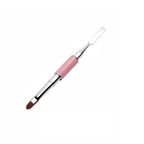 Πινέλο Acrygel Διπλό με σπάτουλα Ροζ