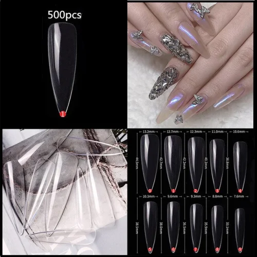 Tips Νυχιών Stiletto 500 τεμάχια Clear