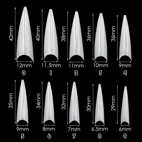 Tips Νυχιών Stiletto 500 τεμάχια Half Cover Natural
