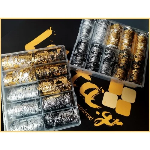 Χρυσό και Ασημί Πλέγμα Νυχιών Nail Art Foil Transfer 