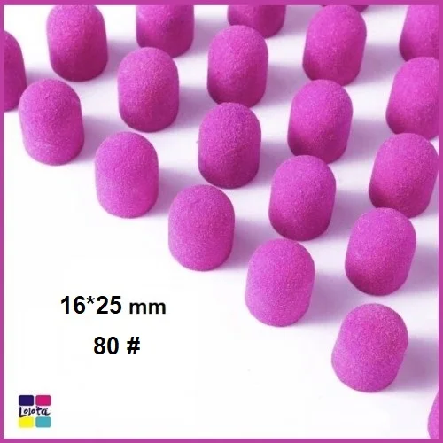 Καπελάκια Πεντικιούρ Ροζ 80 grit 10τεμ 16x25mm