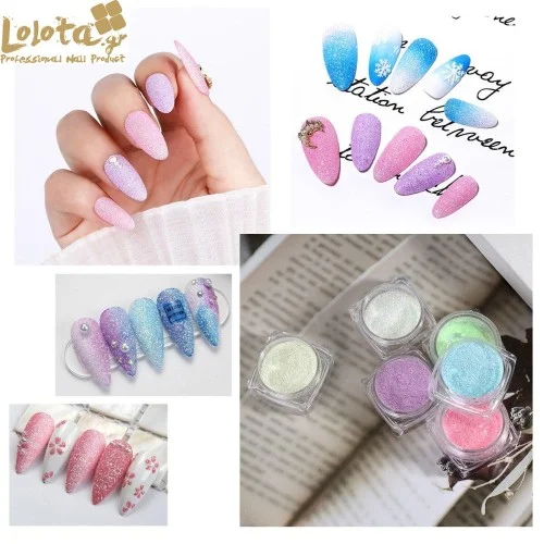 Σκόνες Νυχιών Glitter Φωσφοριζέ sugar Σετ 6 τεμάχια