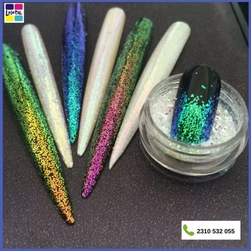 Σκόνες Aurora Glitter Mermaid Unicorn Sequins 3D Nail Art SUPER SHINING EFFECT 6 βαζάκια 