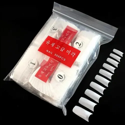 Nail Tips square coffin 500 pcs Natural 10 sizes