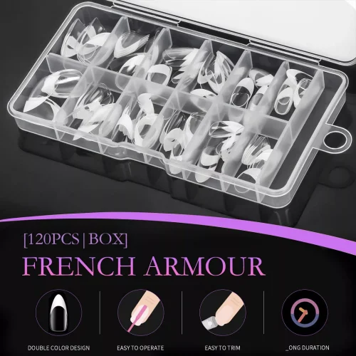 Nail Tips French Manicure full cover Almond 120τεμ.