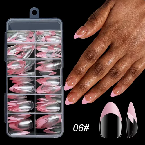 Nail Tips French Manicure full cover Almond 120τεμ.