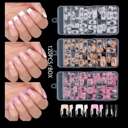 Nail Tips French Manicure full cover short 120τεμ.
