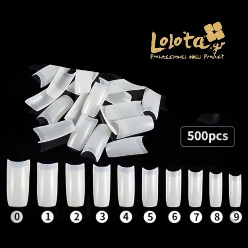 Nail Tips square coffin 500 pcs Natural 10 sizes