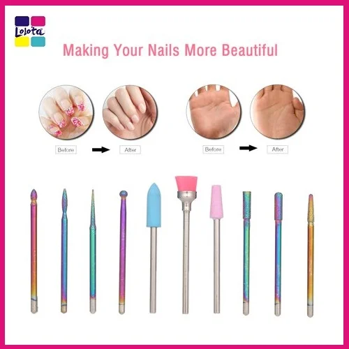 Φρέζες Rainbow για Combi Manicure σε Κασετίνα 10 τεμάχια